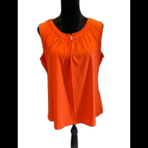 Croft & Barrow  Blouse Plus Size  XL Top Rounded Neckline  Orange Sleeveless